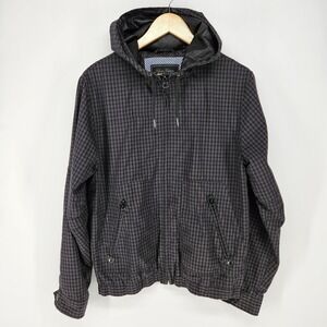 Heritage 1981 Jacket Mens M Black White Gingham Hooded Full Zip Lightweight Coat